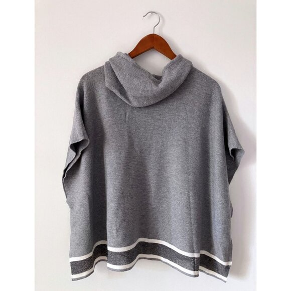 Fabiana Filippi Lurex Stripe Knit Poncho Hoodie Grey Size Small - Picture 4 of 7